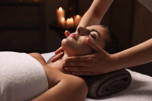 attractive,woman,enjoying,face,massage,,closeup.,beauty,procedure
