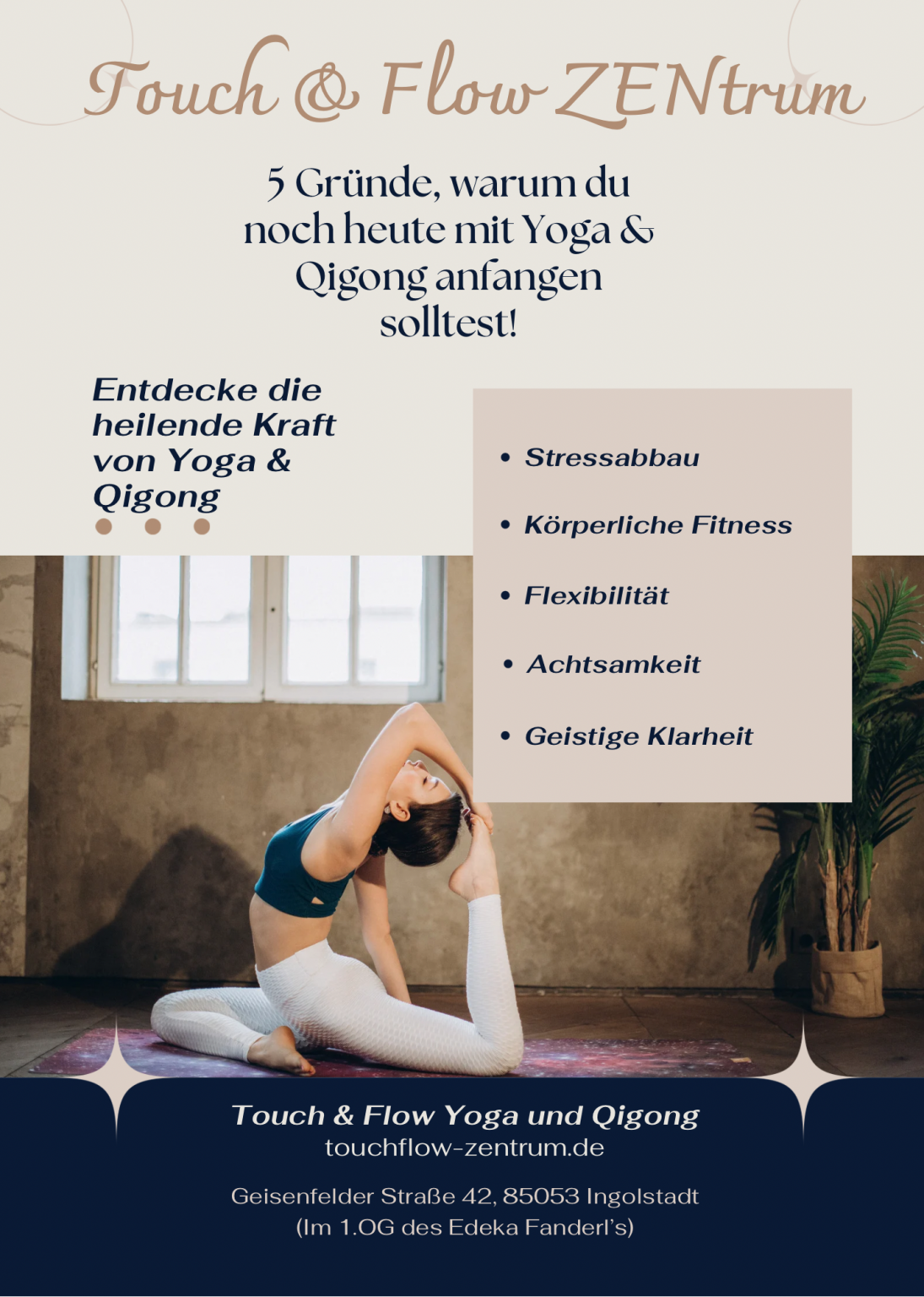 Cremefarben Blau Modern Yoga Pinterest Pin (154 x 216 mm) (154 x 216 mm) - 1 3