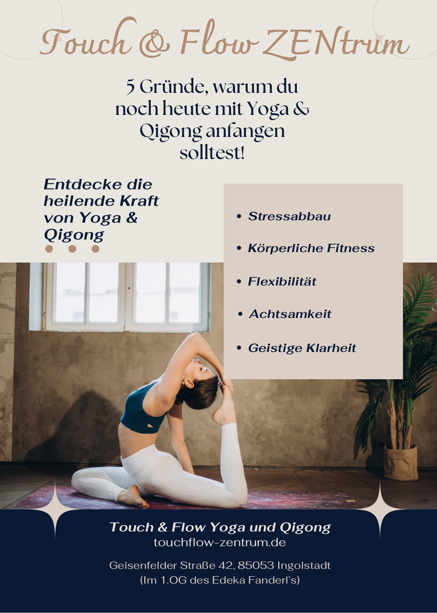 Cremefarben Blau Modern Yoga Pinterest Pin (154 x 216 mm) (154 x 216 mm) - 1 3